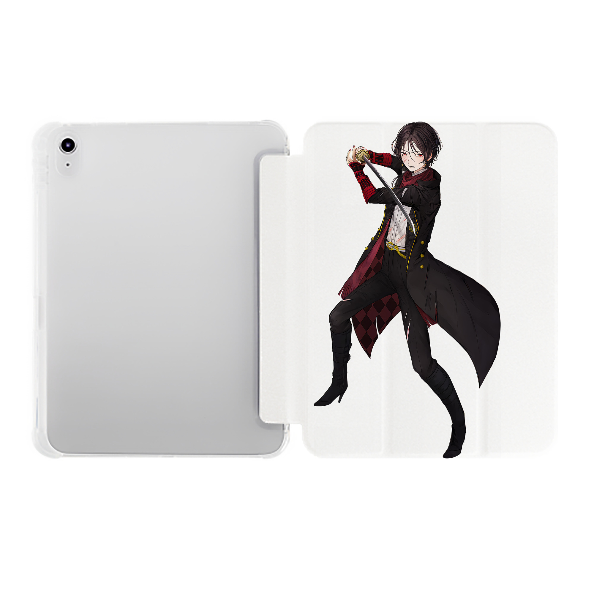 （画像用） 刀剣乱舞 Touken Ranbu IPad ケース ペン収納付き 三つ折りスタンド PUレザー×シリコン 対応機種9.5/10.5/10.9インチ